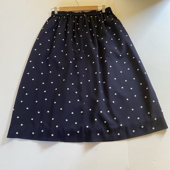 J.Crew Women's Pleated Midi Skirt in Polka Dot Navy Blue Size 4 - Picture 2 of 10